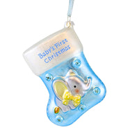 (62020) Craftoutlet.Com Baby Boy First Christmas Stocking, 4.00 Inch, Elephant Buttons T130941