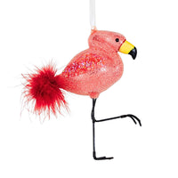 (62038) Craftoutlet.Com Pink Flamingo W/Red Feathered Tail, 5.75 Inch, Bird Long Skinny Legs 50628