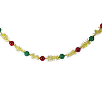 (62085) Craftoutlet.Com Red/Green Ball Garland Gold Tinsel, 84.00 Inch, Shiny Glittered Balls 58031