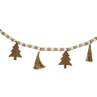 (62133) Ganz Tree Tassel Bead Garland, 4.00 Inch, Jute White Tan Cx182846