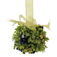 (62142) Ganz Mistletoe Door Decor Kissball, 5.00 Inch, Kissing Krystals Twilight Sapphire Kk605