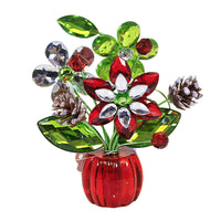 (62154) Crystal Expressions Holiday Wishes Posy Pot, 4.00 Inch, Pinecones Berries Poinsettia Acryx259