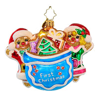 (62218) Christopher Radko Company Merry Messages, 4.00 Inch, Gingerbread Couple First Christmas 1020888