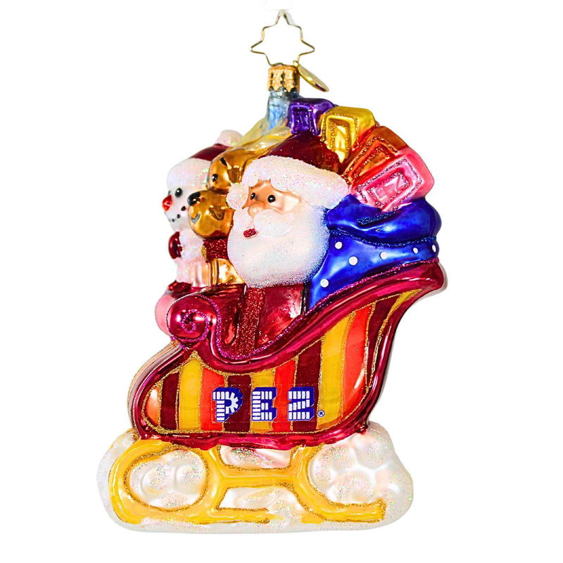 Christopher Radko Company Sweet Sleigh Ride - One Ornament 5.5 Inch, Glass - Santa Reindeer Snowman 1020923 (62241)