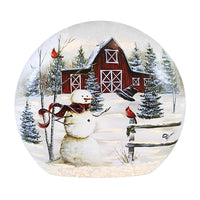 (62263) Stony Creek Windy Day Lighted Orb, 13.50 Inch, Red Barn Snowman Cardinal Wds3288