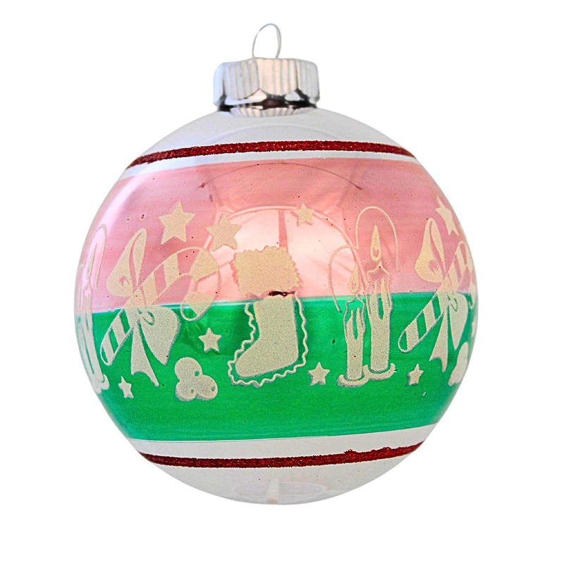 (62269) Christopher Radko Company Flocked Ball Ornament, 4.25 Inch, Shiny Brite Vintage Inspired 4Insbw