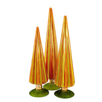 (62272) Cody Foster Grapefruit Amber Pleated Trees, 14.50 Inch, St/3  Decoration Gold Glitter Cd1857ga