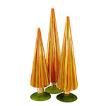 14.50 Inch Grapefruit Amber Pleated Trees St/3  Decoration Gold Glitter Cd1857ga (62272)