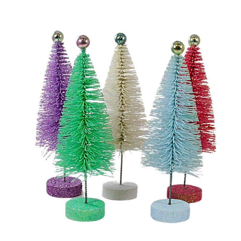 7.00 Inch Pastel Bottle Brush Trees Set / 10 Decor Mantle Decorate Cd1961 (62300)