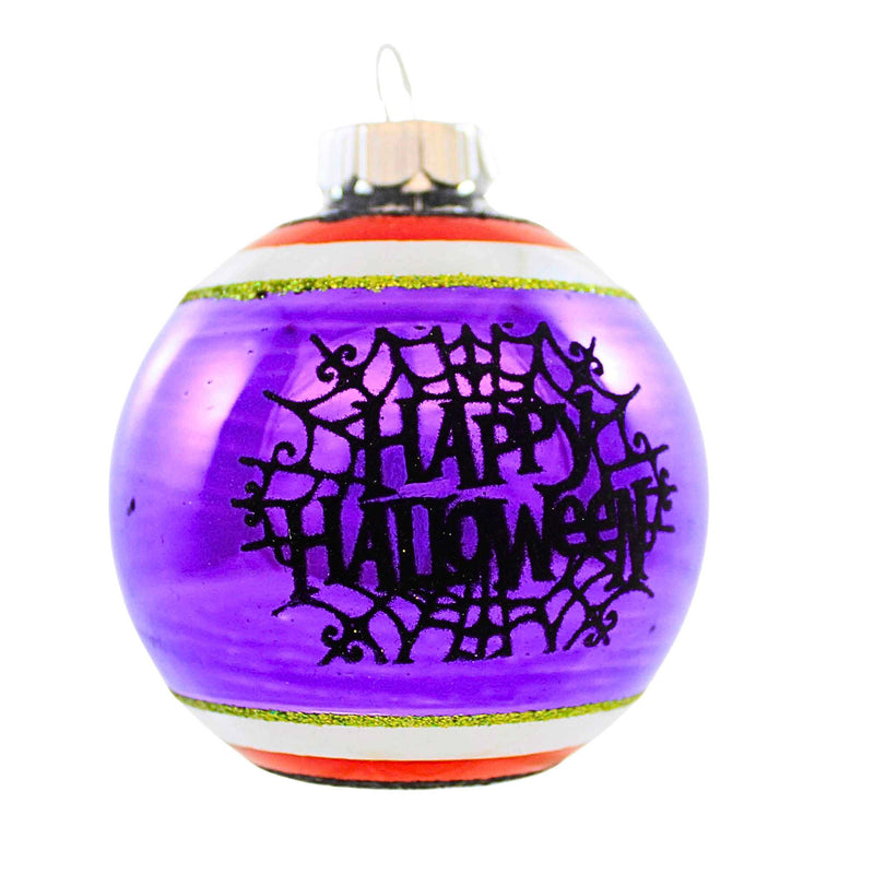 3.25 Inch Halloween Flocked Ball Ornament Shiny Brite Vitage Inspired 3.25Insbw (62304)