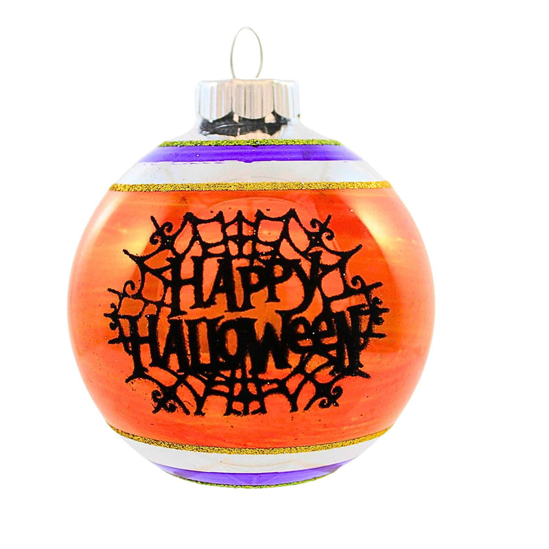 3.25 Inch Halloween Flocked Ball Ornament Shiny Brite Vintage Inspired 3.25Insbw (62305)