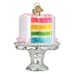 3.50 Inch Rainbow Cake On Stand Ornament Pride Birthday Dessert Sweets 32618 (62333)