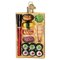 (62337) Old World Christmas Sushi Platter, 4.00 Inch, Ornament Rolls Fish Sashimi Maki Wasabi 32649