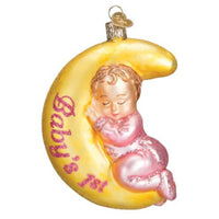 (62345) Old World Christmas Dreamtime Girl, 4.00 Inch, Ornament Baby's First Christmas Crescent Moon 10240