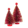 (62359) Cody Foster Gold Flaked Red Bottle Brush Tree Set, 11.25 Inch, Gold Tipped Wood Base Cd2045r