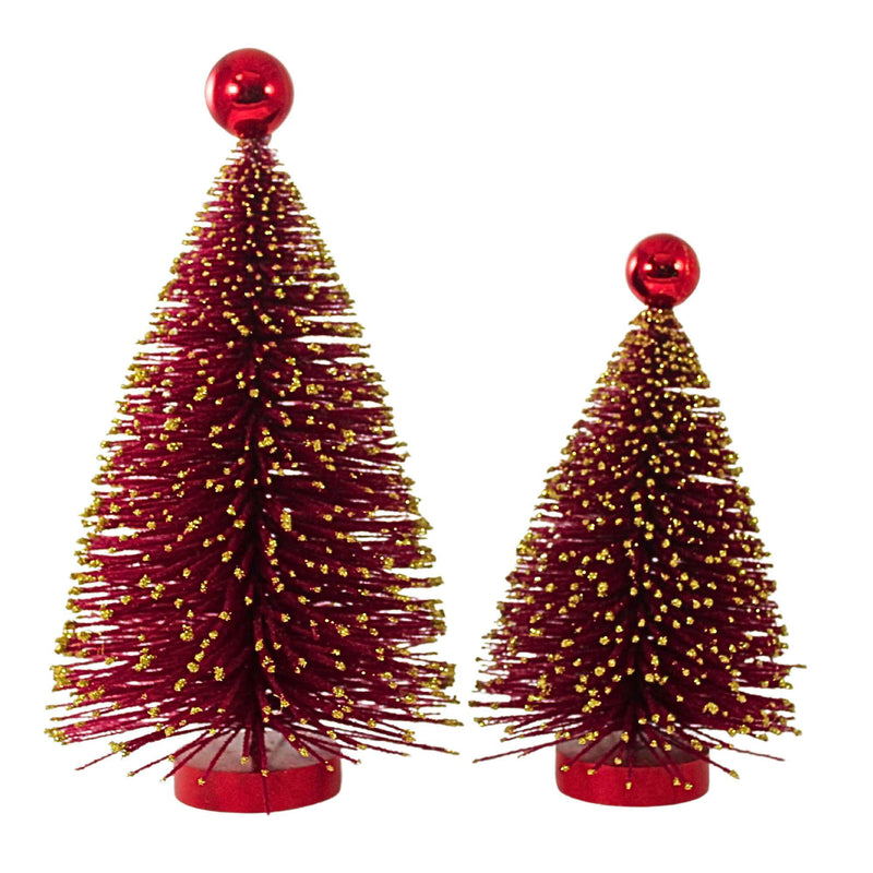 Cody Foster Gold Flaked Red Bottle Brush Tree Set - - SBKGifts.com