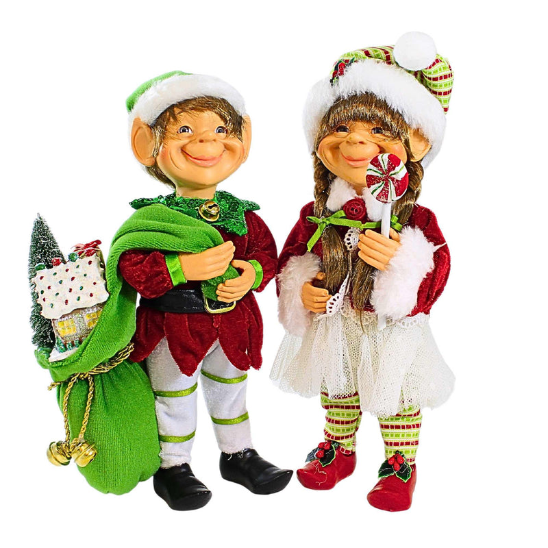 9.50 Inch Special Delivery Elf Set Santa's Helpers Boy Girl Cc0911r (62366)