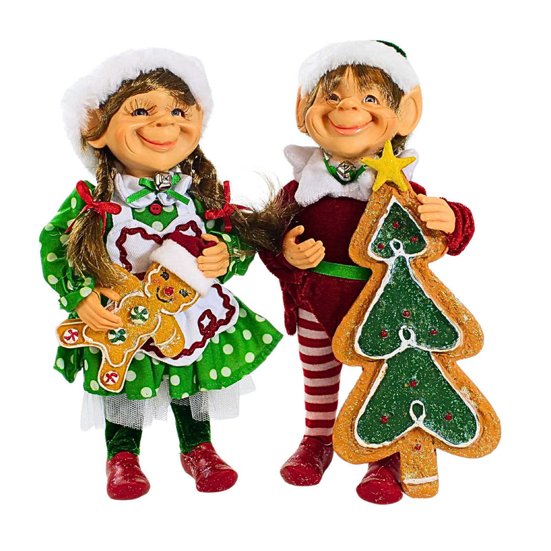 9.50 Inch Gingerbread Elf Set Girl Boy Christmas Cc0924 (62367)