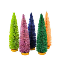 (62376) Cody Foster Multi Colored Bottle Brush Trees, 6.00 Inch, Slender Wood Base Sisal Cd2033m