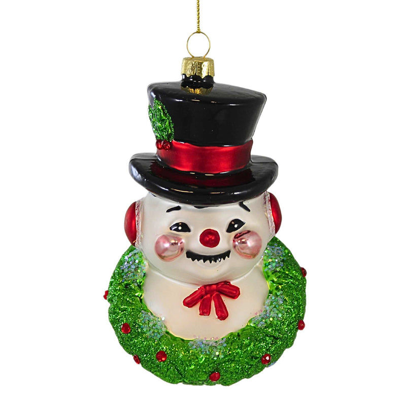 4.50 Inch Jolly Snowman Wreath Coal Go9113 (62377)