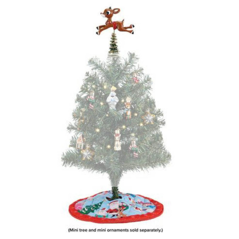 (62417) Old World Christmas Rudolph Mini Tree Topper & Skirt, 5.00 Inch, Reindeer Red Nose 89790