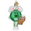 (62422) Old World Christmas M&M's Green Easter, 4.00 Inch, Basket Bunny Eggs 32664