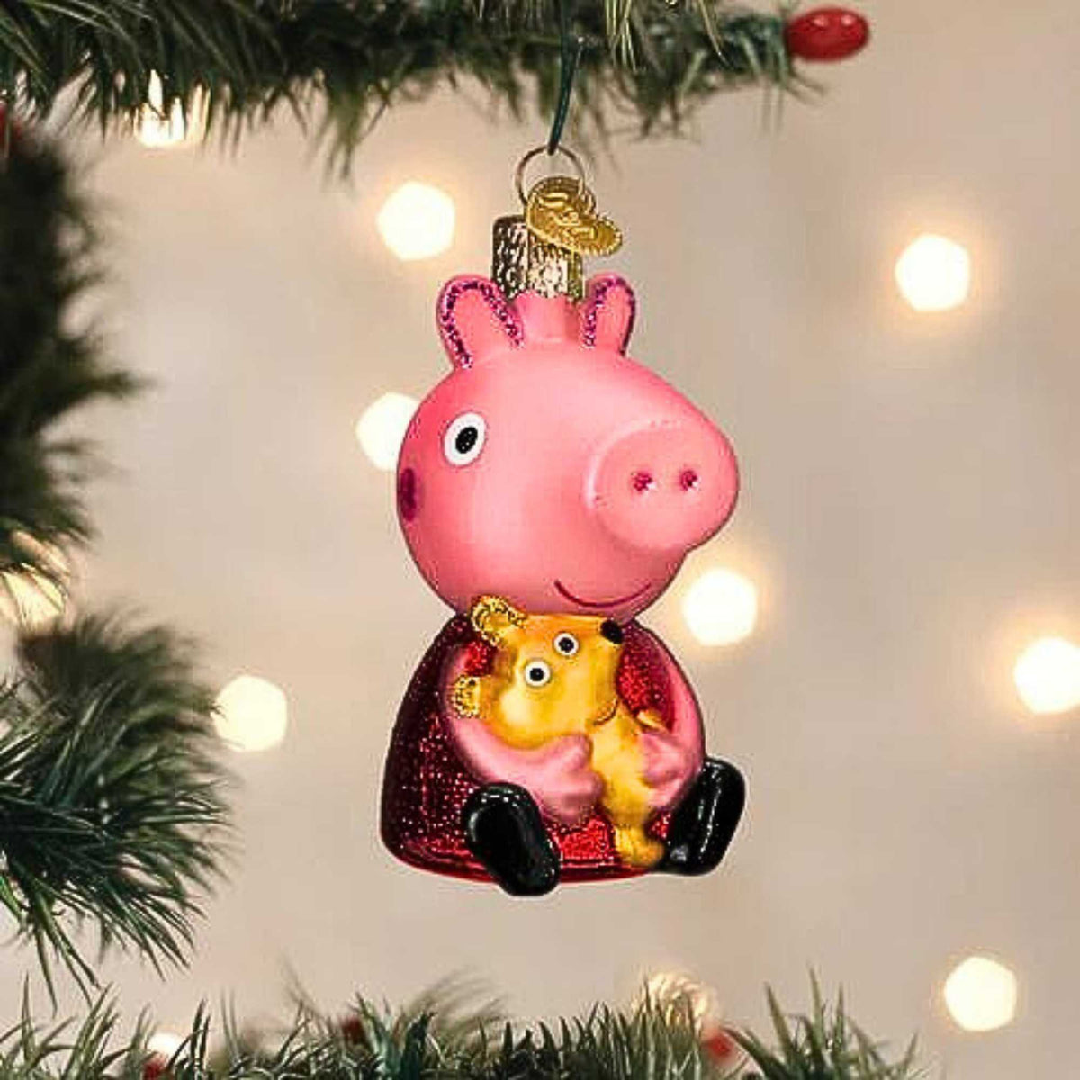 Old World Christmas Peppa Pig With Teddy - - SBKGifts.com