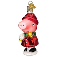 (62426) Old World Christmas Peppa Pig With Snowball, 4.00 Inch, Cartoon Children's Series 44223