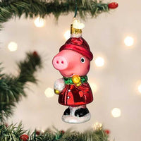 Old World Christmas Peppa Pig With Snowball - - SBKGifts.com