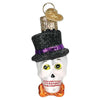 (62448) Old World Christmas Mini Top Hat Skeleton, 2.25 Inch, Bones Bow Tie 86758