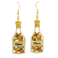 Roman Champagne Bottle Earrings - - SBKGifts.com