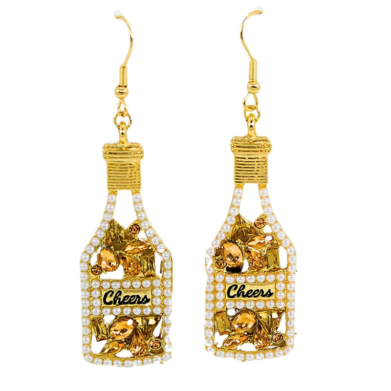 Roman Champagne Bottle Earrings - - SBKGifts.com