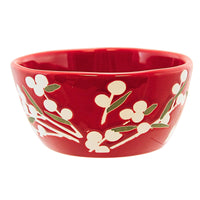 (62543) Tag Red Sprig Snack Bowl, 3.00 Inch, Candy Pretzel Nuts G18757