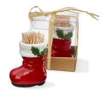 (62550) Tag Santa Boot Toothpick Holder Set, 2.25 Inch, Christmas Entertainment Baking G18748