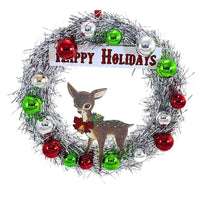 (62553) Roman Vintage-Looking Tinsel Wreath, 8.25 Inch, Reindeer Ornaments 137429