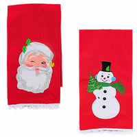 (62611) Transpac Snowman/Santa Tea Towel, 27.00 Inch, S Tc00088