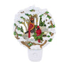 (62647) Roman Cardinal Scene Nightlight, 6.50 Inch, Birch Tree Snow Red Bird 160405