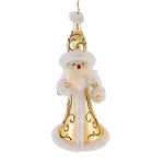 62671 - De Carlini Italian Ornaments 6.25In Yellow Gold Luxe Santa, Glass, St Nick Stars Italian Bn442ygluxe