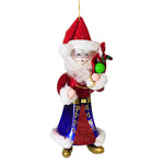 De Carlini Italian Ornaments 7.50In Santa's Sweets Bag Red, Glass, Claus Christmas Italian Bn381rdwf (62679)