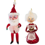 De Carlini Italian Ornaments 5.50In Treats For Santa, Glass, 2Pc Set Mr & Mrs Claus Italian Bn373320wf (62681)