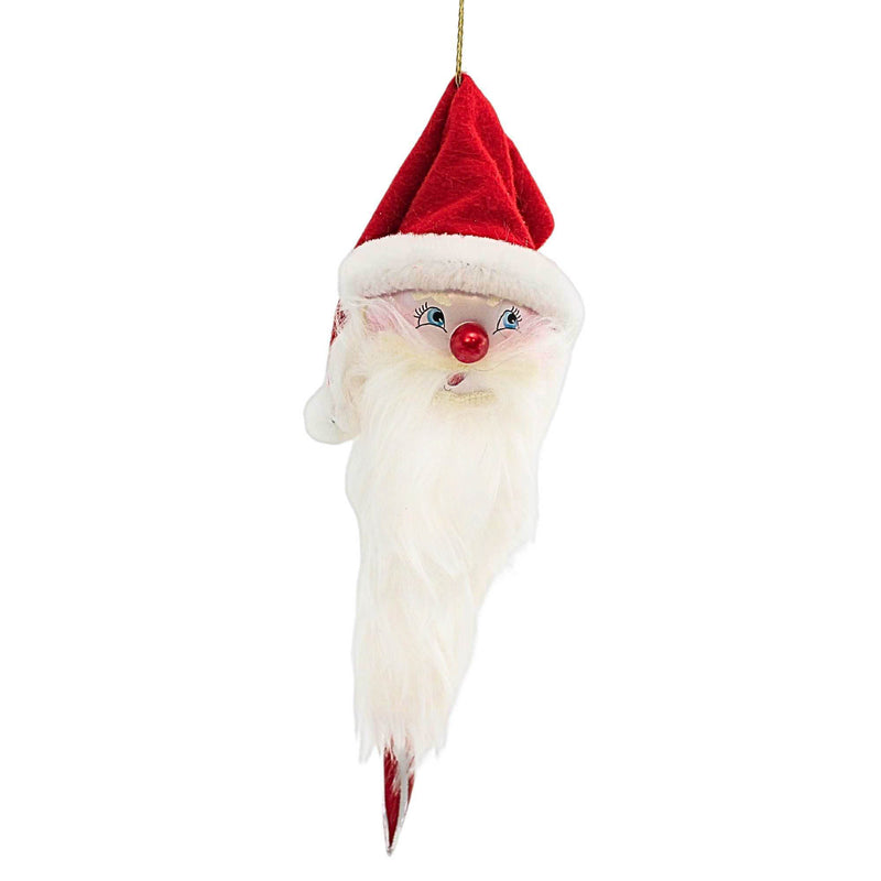 De Carlini Italian Ornaments 9.50In Peppermint Santa Icicle, Glass, Ornament Italian Beard Italy Bn426pmwf (62696)