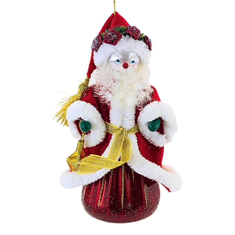 De Carlini Italian Ornaments 7.00In Father Christmas, Glass, Vintage Santa Lantern Bn437wf (62698)