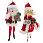 De Carlini Italian Ornaments 7.00In Ringing In The Holidays, Glass, Mr. Mrs. Santa Christmas Bn413bn412wf (62710)