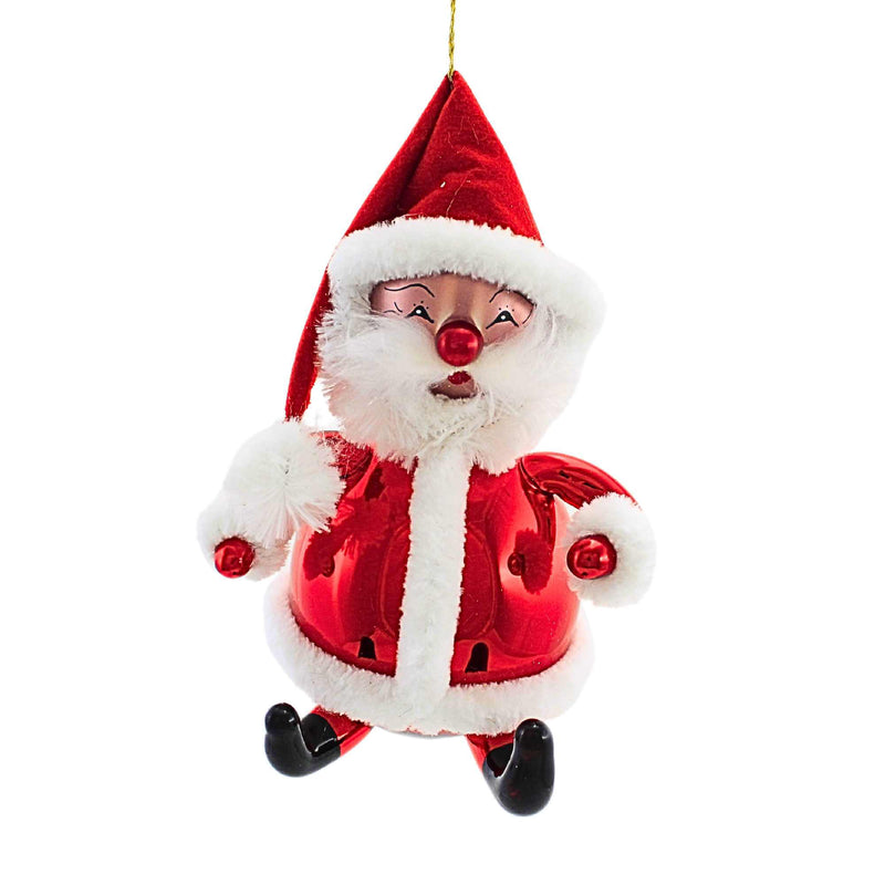 De Carlini Italian Ornaments 6.25In Lrg Sittin' Chubby Claus Am, Glass, Hang Or Sit Christmas Bn361wfam625in (62713)