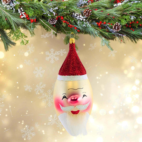 De Carlini Italian Ornaments Oblong Santa Face - - SBKGifts.com