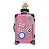 (62736) Old World Christmas Pink Rolling Suitcase,  Inch, Travel Luggage Memories 32692