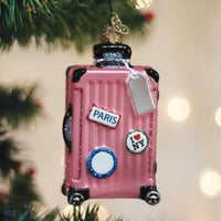 Old World Christmas Pink Rolling Suitcase - - SBKGifts.com