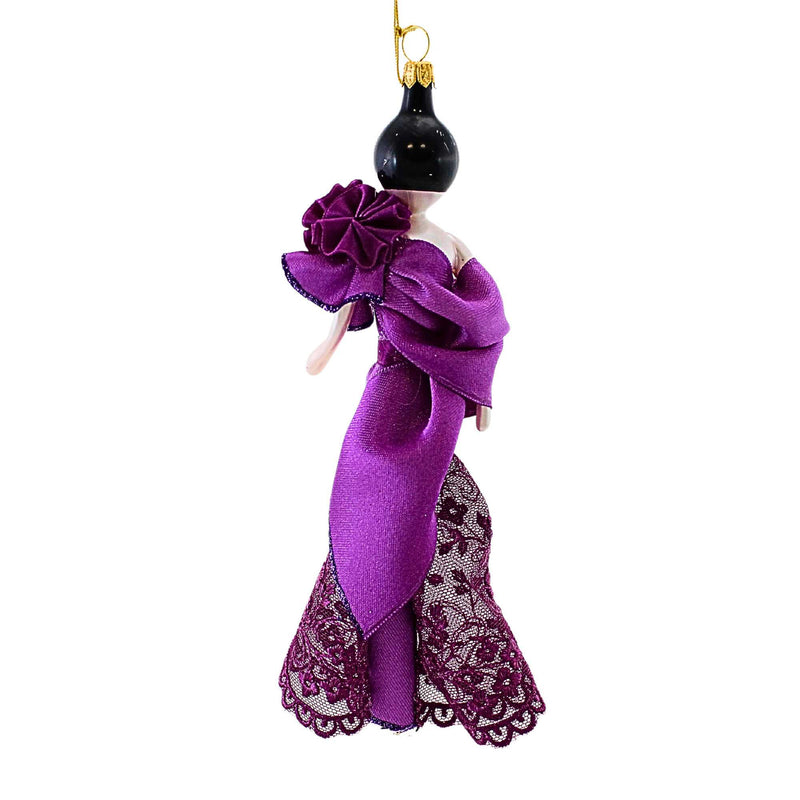 De Carlini Italian Ornaments Alexandra In Elegant Purple Dress - - SBKGifts.com