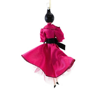 De Carlini Italian Ornaments Anastasia In Fuschia Dress - - SBKGifts.com