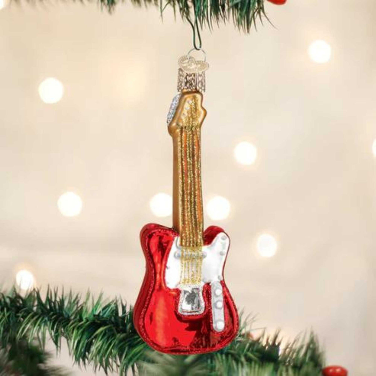 Old World Christmas Red Electric Guitar - - SBKGifts.com